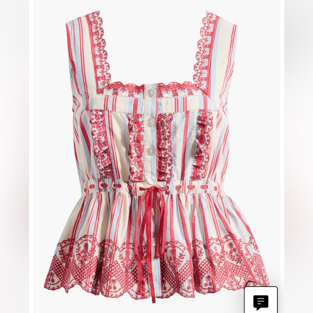 Damson Madder Amaya Embroidered Stripe Peplum Top